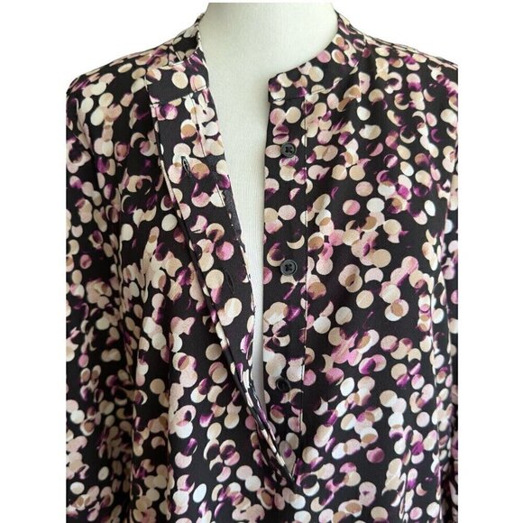 Anne Klein Multicolor Crew Neck 1/4-Button Up Long Sleeve Shift Dress Women Sz M - Picture 6 of 12